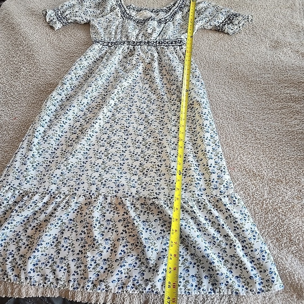 Roolee Women's Long Floral Dress Blue/white Cottagecore Peasant Fairy Sz M - Picture 14 of 16